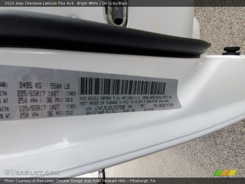 Bright White / Ski Gray/Black 2020 Jeep Cherokee Latitude Plus 4x4