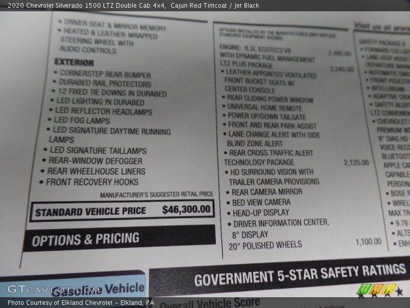  2020 Silverado 1500 LTZ Double Cab 4x4 Window Sticker