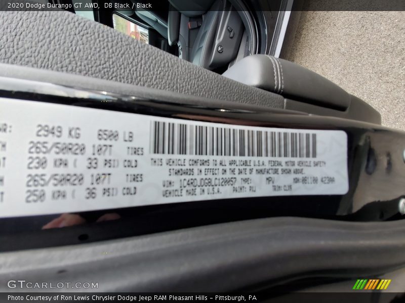 DB Black / Black 2020 Dodge Durango GT AWD