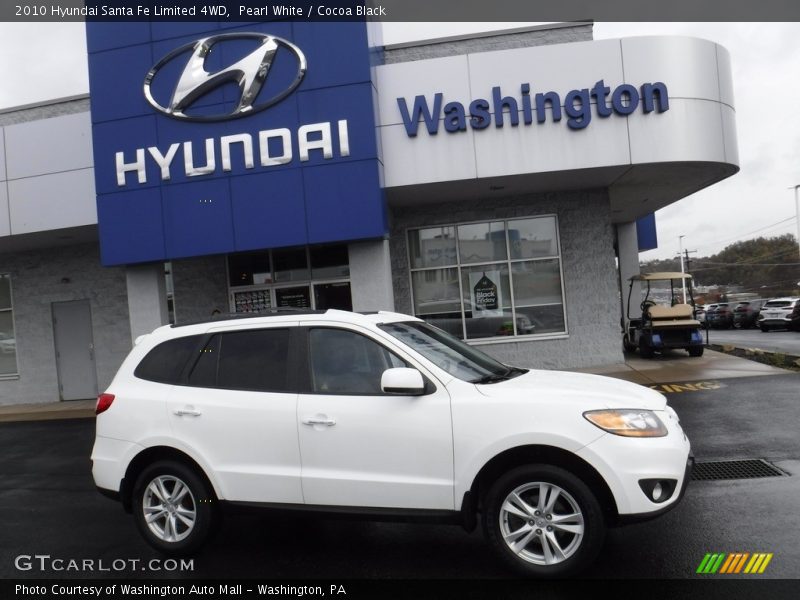 Pearl White / Cocoa Black 2010 Hyundai Santa Fe Limited 4WD