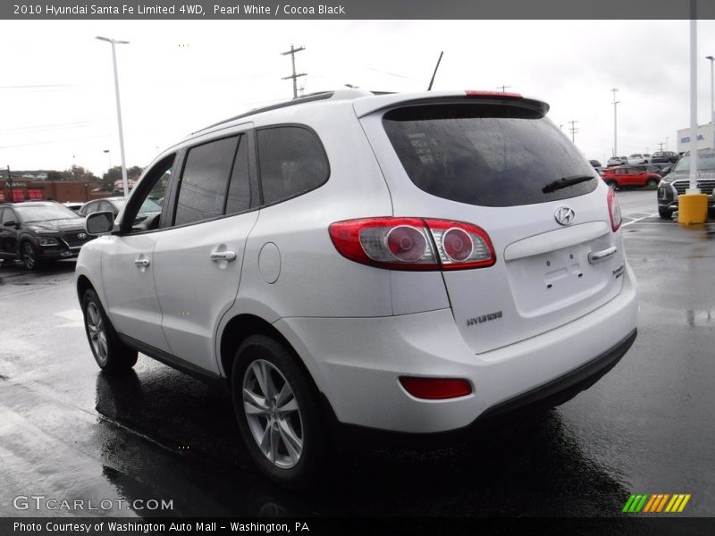 Pearl White / Cocoa Black 2010 Hyundai Santa Fe Limited 4WD