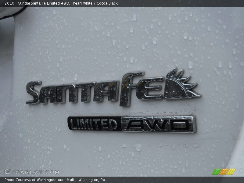 Pearl White / Cocoa Black 2010 Hyundai Santa Fe Limited 4WD