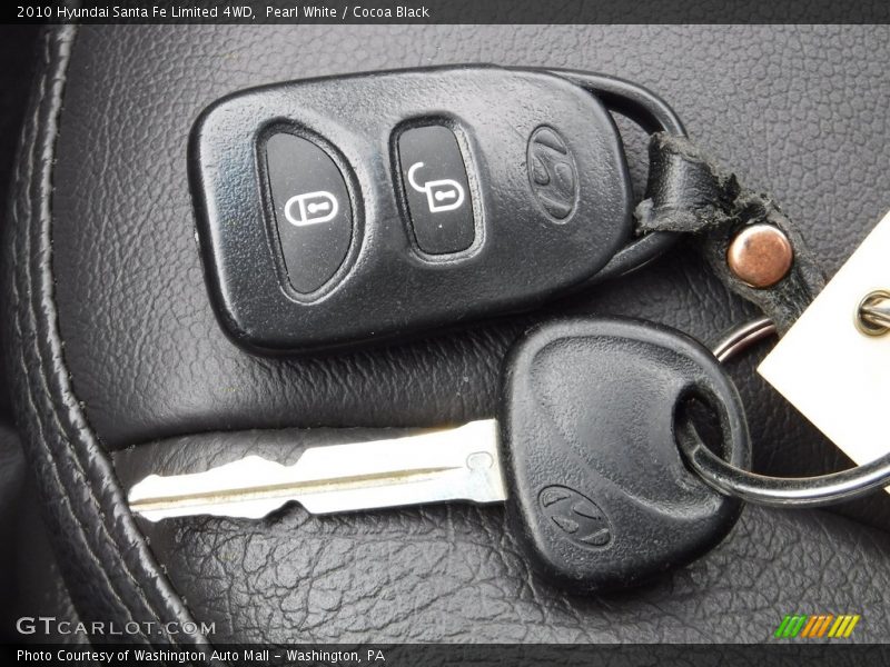 Pearl White / Cocoa Black 2010 Hyundai Santa Fe Limited 4WD