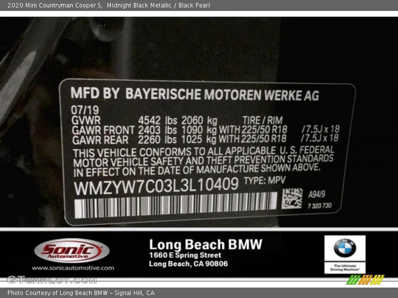 Midnight Black Metallic / Black Pearl 2020 Mini Countryman Cooper S