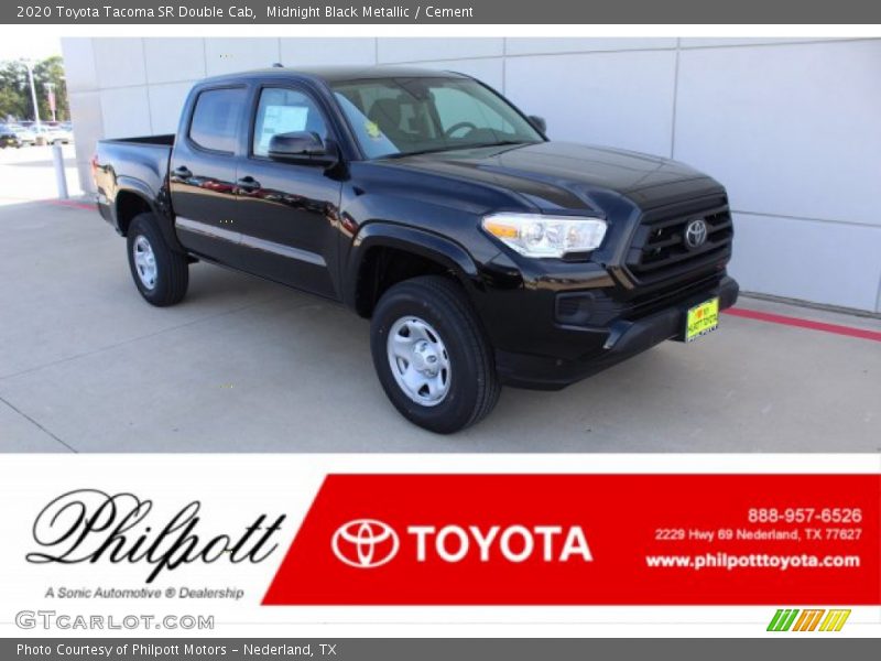 Midnight Black Metallic / Cement 2020 Toyota Tacoma SR Double Cab