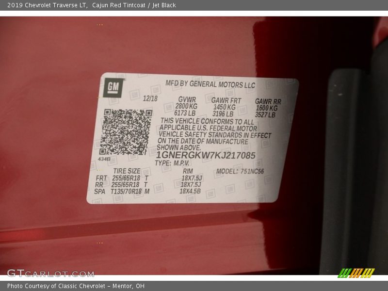 Cajun Red Tintcoat / Jet Black 2019 Chevrolet Traverse LT