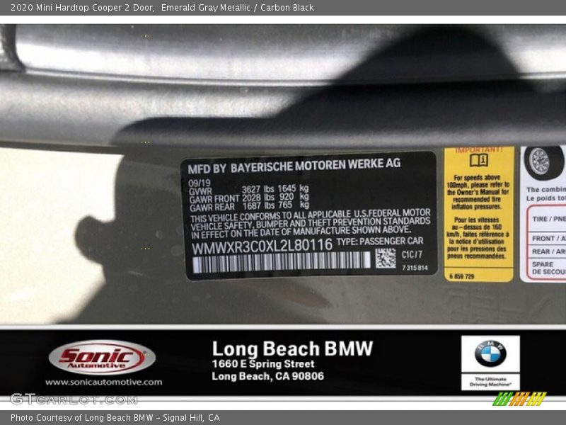 Emerald Gray Metallic / Carbon Black 2020 Mini Hardtop Cooper 2 Door