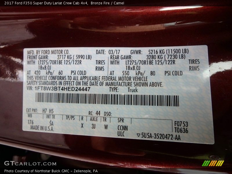 Bronze Fire / Camel 2017 Ford F350 Super Duty Lariat Crew Cab 4x4