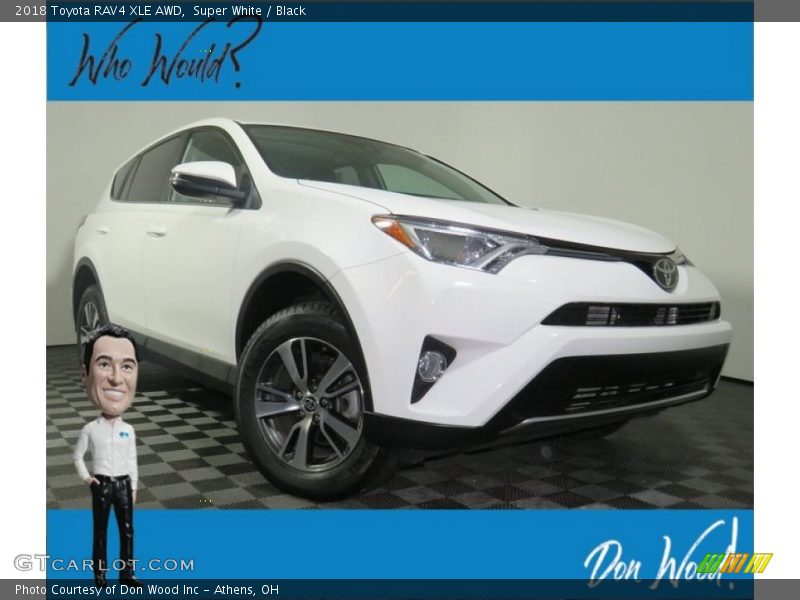 Super White / Black 2018 Toyota RAV4 XLE AWD