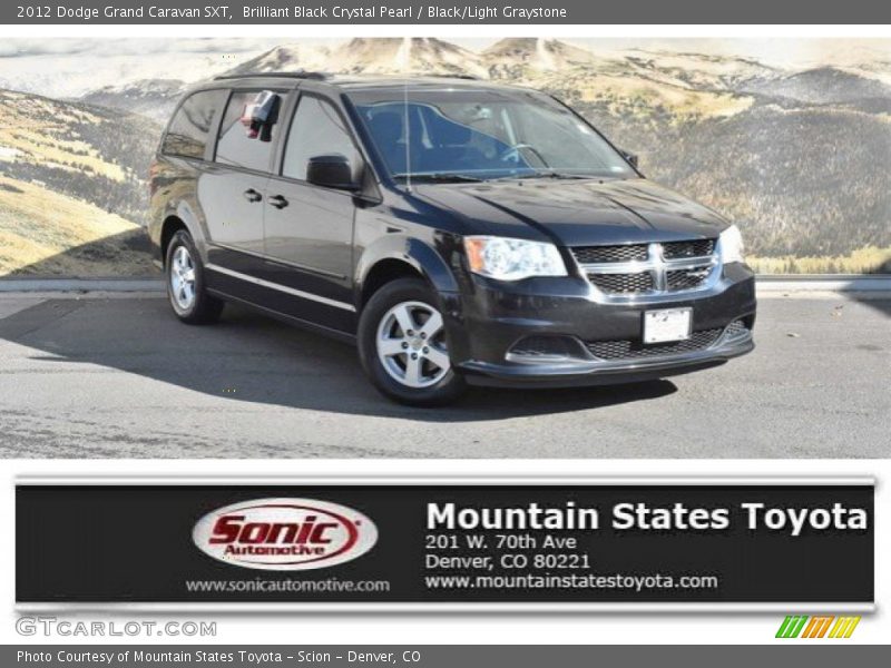 Brilliant Black Crystal Pearl / Black/Light Graystone 2012 Dodge Grand Caravan SXT