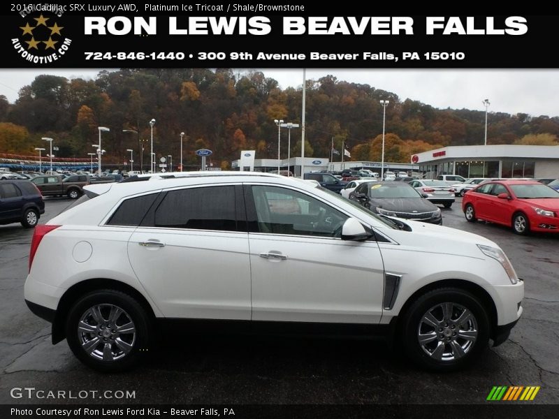 Platinum Ice Tricoat / Shale/Brownstone 2016 Cadillac SRX Luxury AWD
