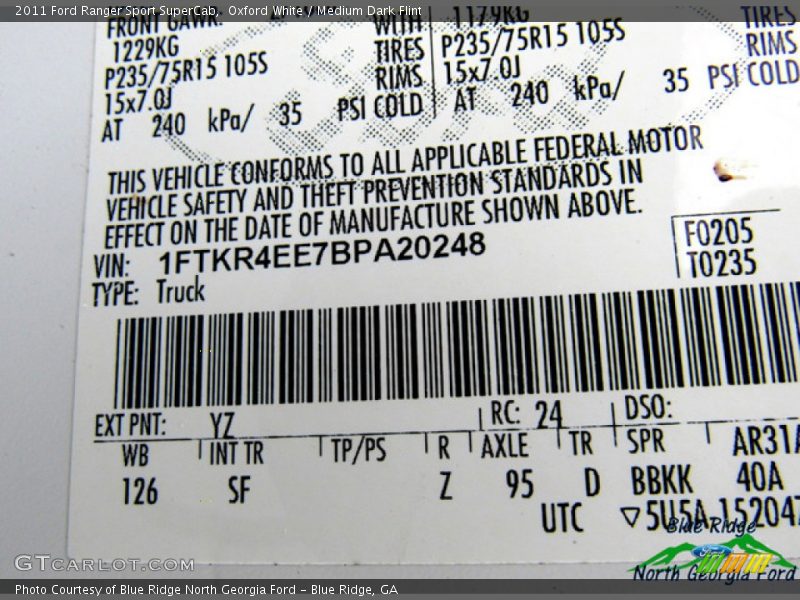 Oxford White / Medium Dark Flint 2011 Ford Ranger Sport SuperCab