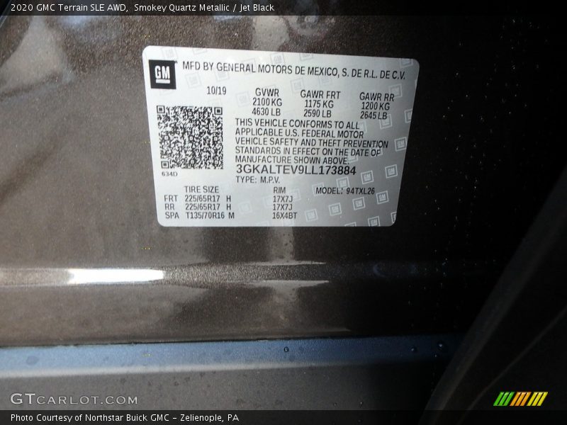 Smokey Quartz Metallic / Jet Black 2020 GMC Terrain SLE AWD