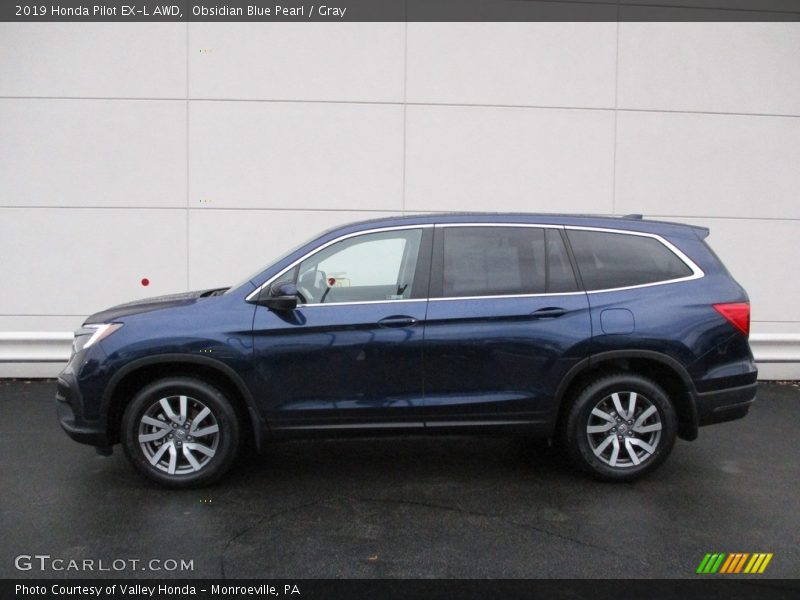 Obsidian Blue Pearl / Gray 2019 Honda Pilot EX-L AWD