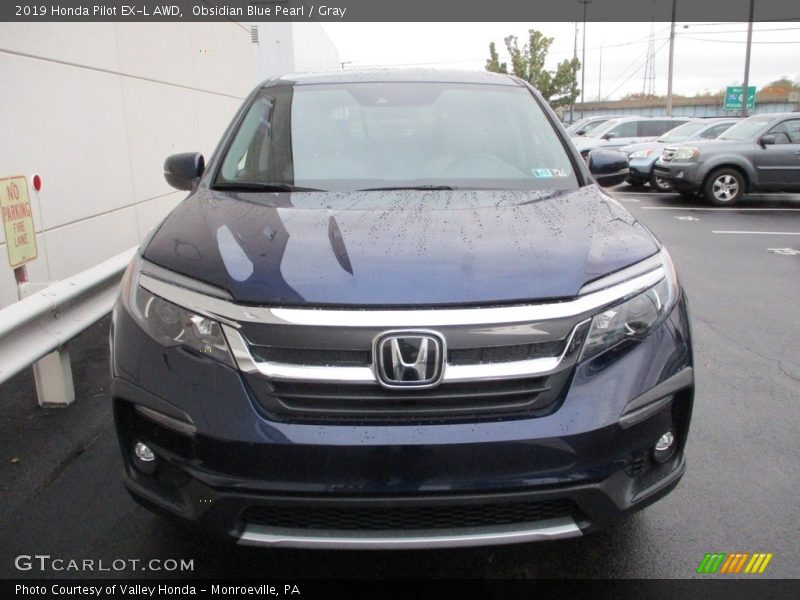 Obsidian Blue Pearl / Gray 2019 Honda Pilot EX-L AWD