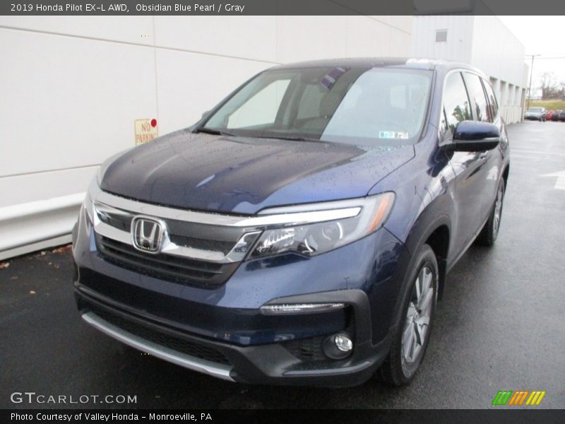 Obsidian Blue Pearl / Gray 2019 Honda Pilot EX-L AWD