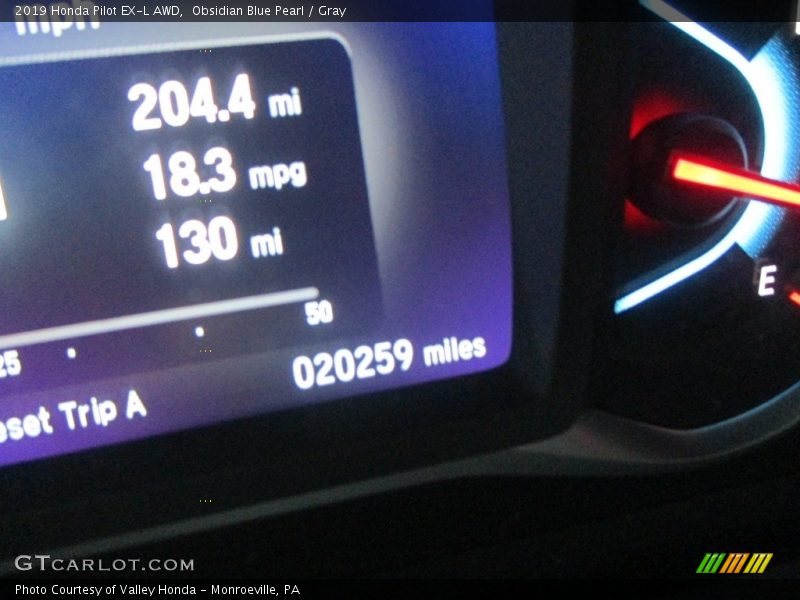 Obsidian Blue Pearl / Gray 2019 Honda Pilot EX-L AWD