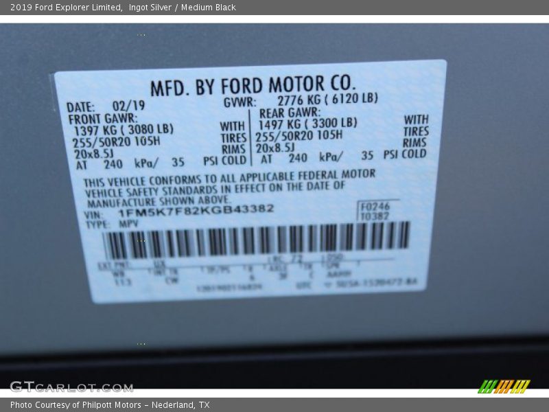 Ingot Silver / Medium Black 2019 Ford Explorer Limited