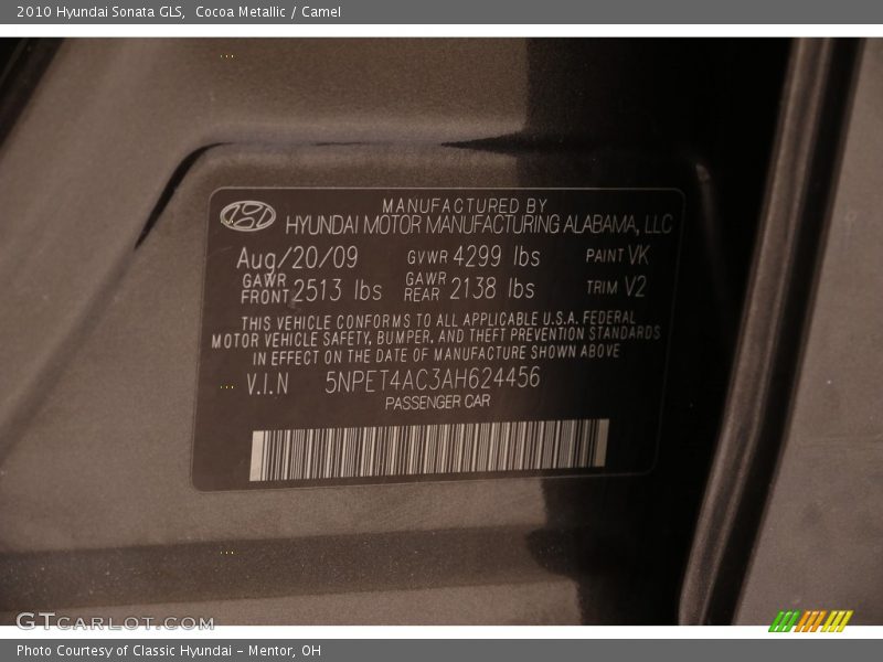 Cocoa Metallic / Camel 2010 Hyundai Sonata GLS