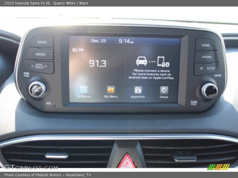 Quartz White / Black 2020 Hyundai Santa Fe SE