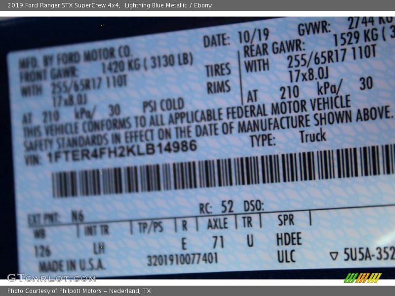Lightning Blue Metallic / Ebony 2019 Ford Ranger STX SuperCrew 4x4
