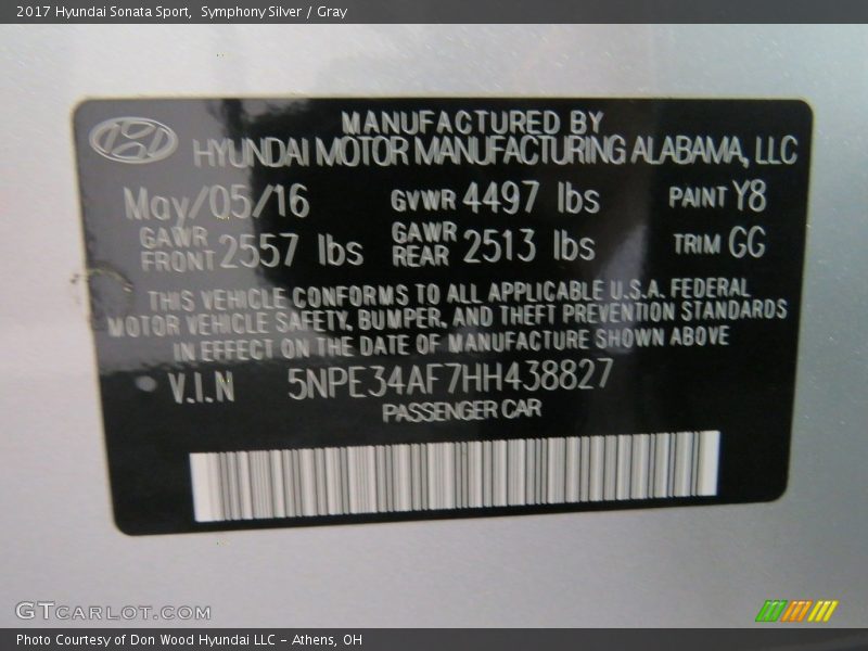 Symphony Silver / Gray 2017 Hyundai Sonata Sport
