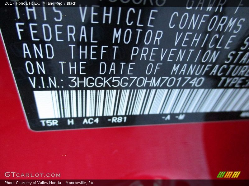 Milano Red / Black 2017 Honda Fit EX