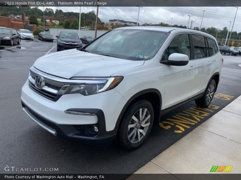 Platinum White Pearl / Beige 2020 Honda Pilot EX-L AWD