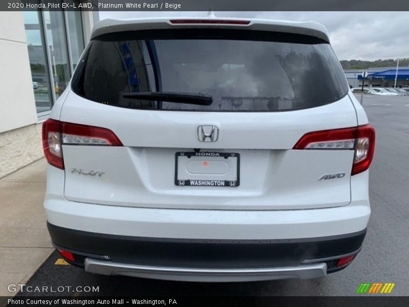 Platinum White Pearl / Beige 2020 Honda Pilot EX-L AWD