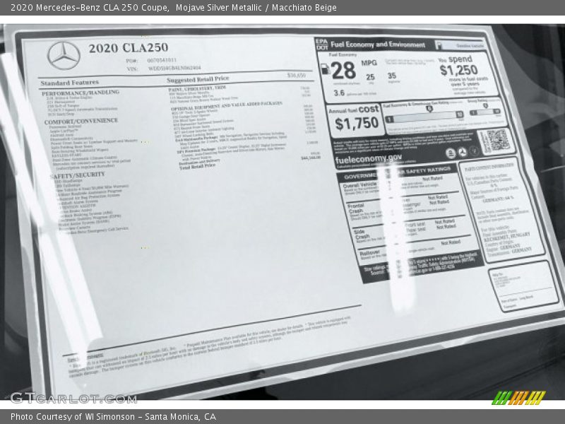 Mojave Silver Metallic / Macchiato Beige 2020 Mercedes-Benz CLA 250 Coupe