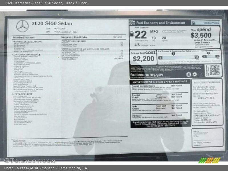Black / Black 2020 Mercedes-Benz S 450 Sedan