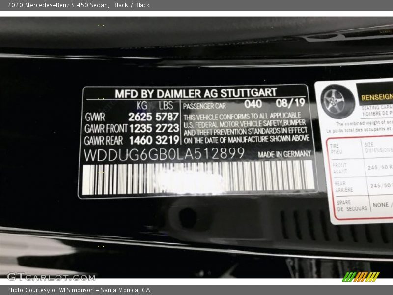 Black / Black 2020 Mercedes-Benz S 450 Sedan