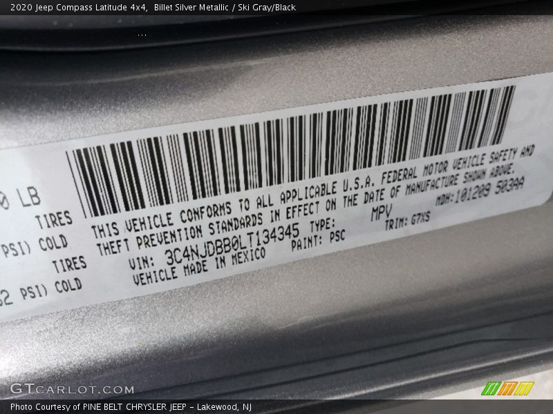 Billet Silver Metallic / Ski Gray/Black 2020 Jeep Compass Latitude 4x4