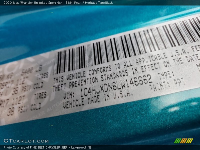 Bikini Pearl / Heritage Tan/Black 2020 Jeep Wrangler Unlimited Sport 4x4