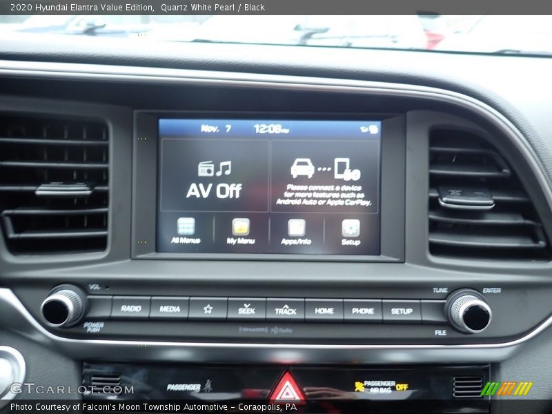 Quartz White Pearl / Black 2020 Hyundai Elantra Value Edition
