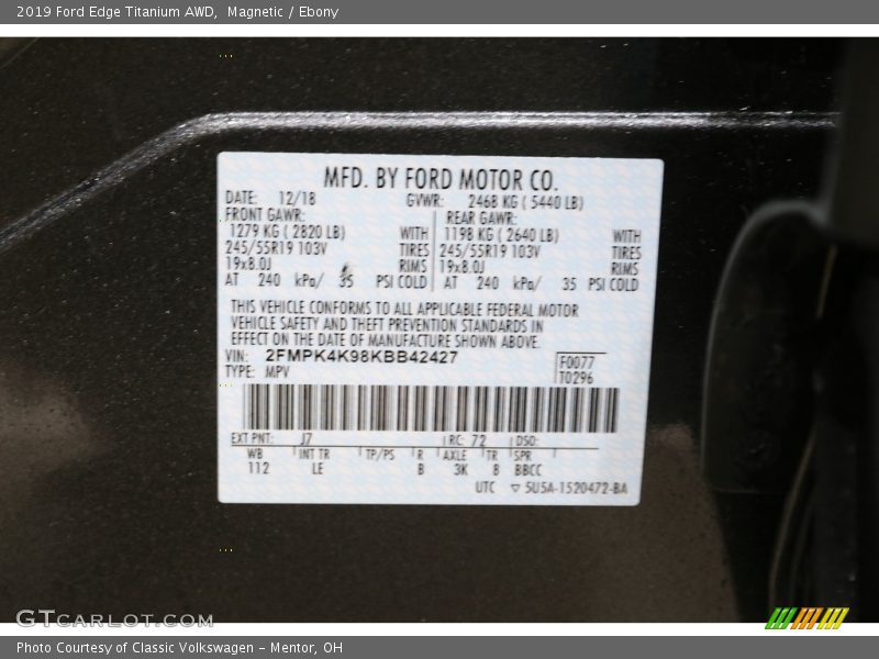 Magnetic / Ebony 2019 Ford Edge Titanium AWD