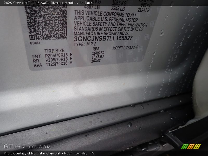 Silver Ice Metallic / Jet Black 2020 Chevrolet Trax LS AWD
