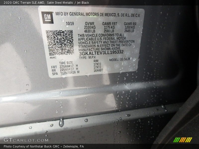 Satin Steel Metallic / Jet Black 2020 GMC Terrain SLE AWD