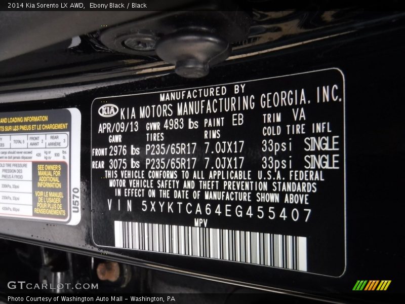 Ebony Black / Black 2014 Kia Sorento LX AWD