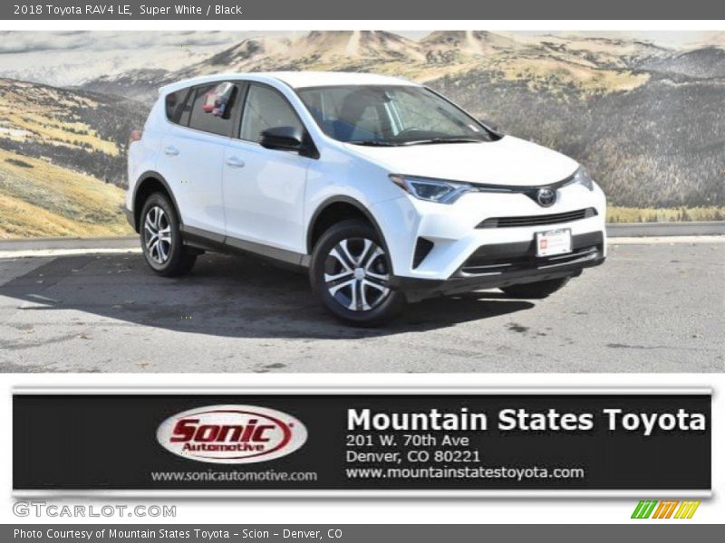 Super White / Black 2018 Toyota RAV4 LE