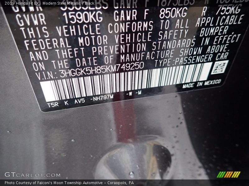 Modern Steel Metallic / Black 2019 Honda Fit EX