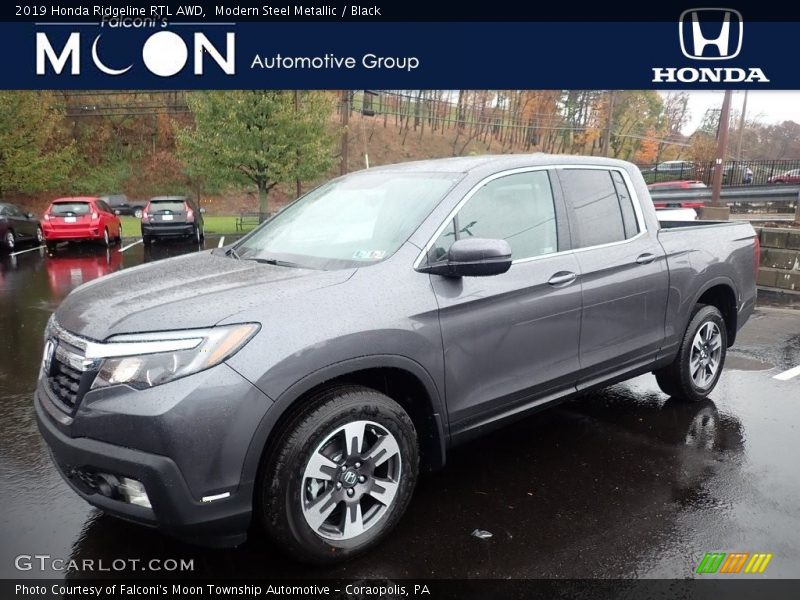 Modern Steel Metallic / Black 2019 Honda Ridgeline RTL AWD