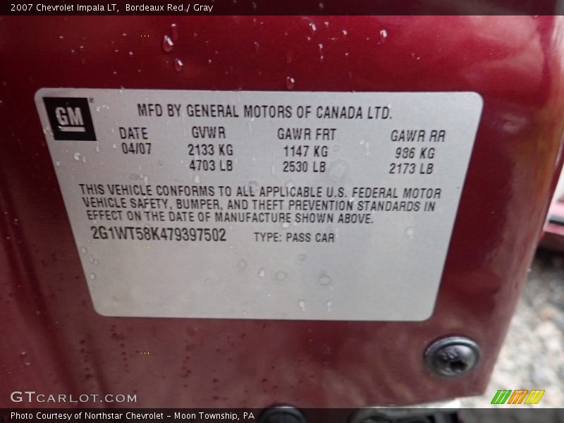 Bordeaux Red / Gray 2007 Chevrolet Impala LT