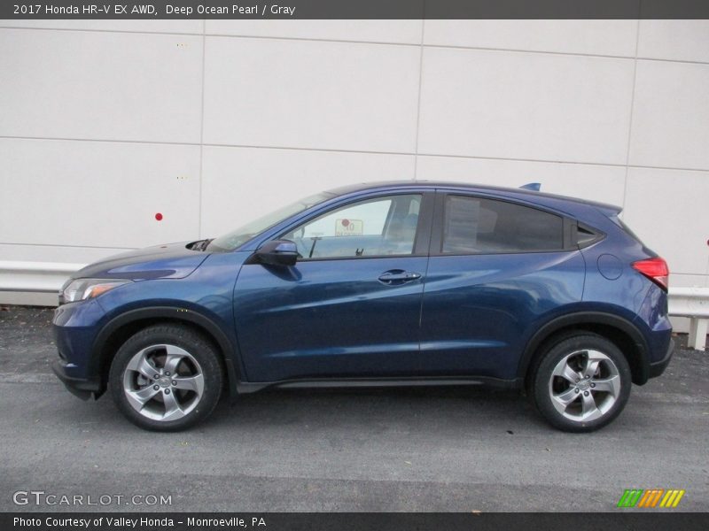 Deep Ocean Pearl / Gray 2017 Honda HR-V EX AWD