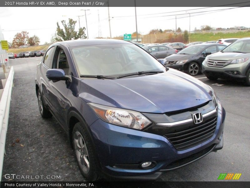 Deep Ocean Pearl / Gray 2017 Honda HR-V EX AWD