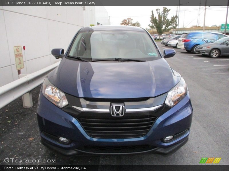 Deep Ocean Pearl / Gray 2017 Honda HR-V EX AWD