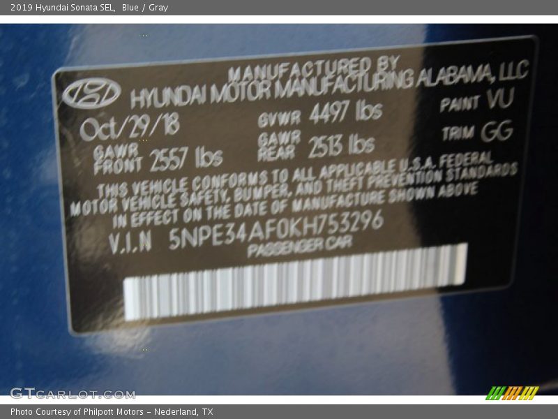 Blue / Gray 2019 Hyundai Sonata SEL