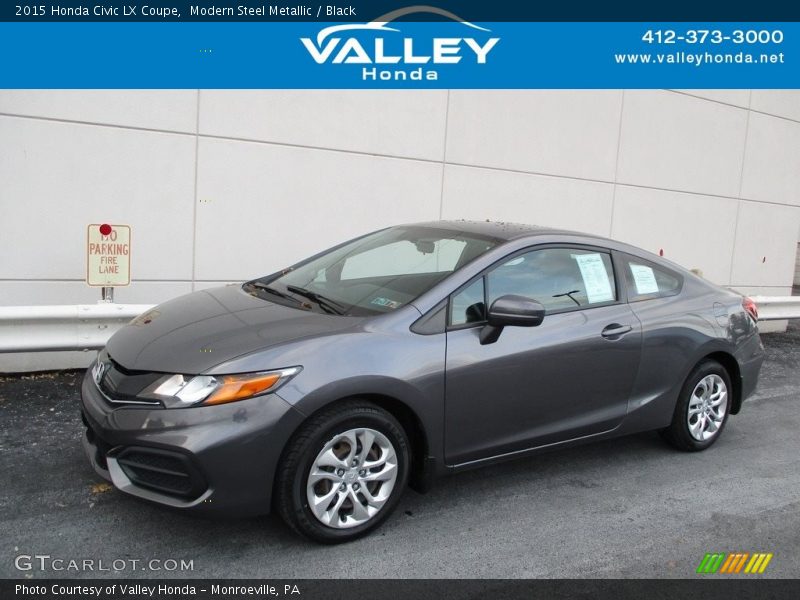 Modern Steel Metallic / Black 2015 Honda Civic LX Coupe
