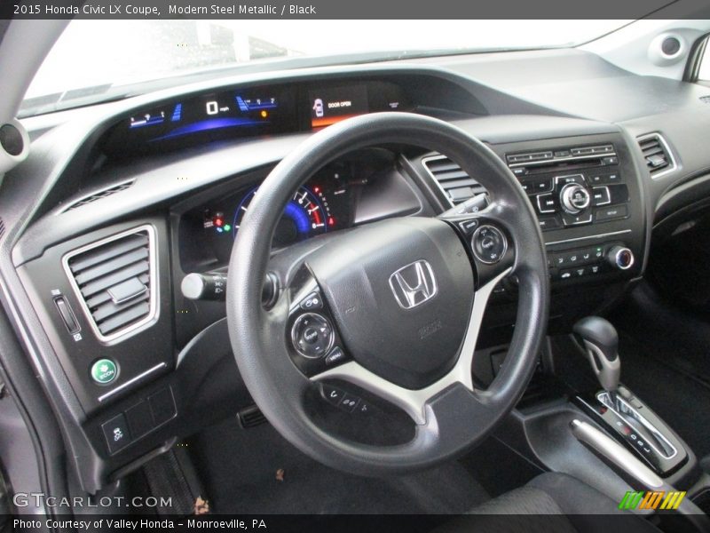 Modern Steel Metallic / Black 2015 Honda Civic LX Coupe