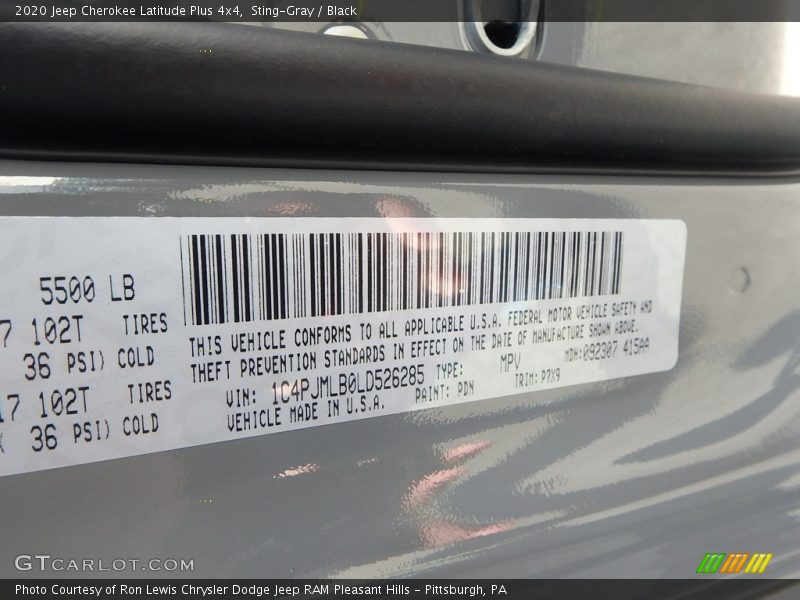 Sting-Gray / Black 2020 Jeep Cherokee Latitude Plus 4x4